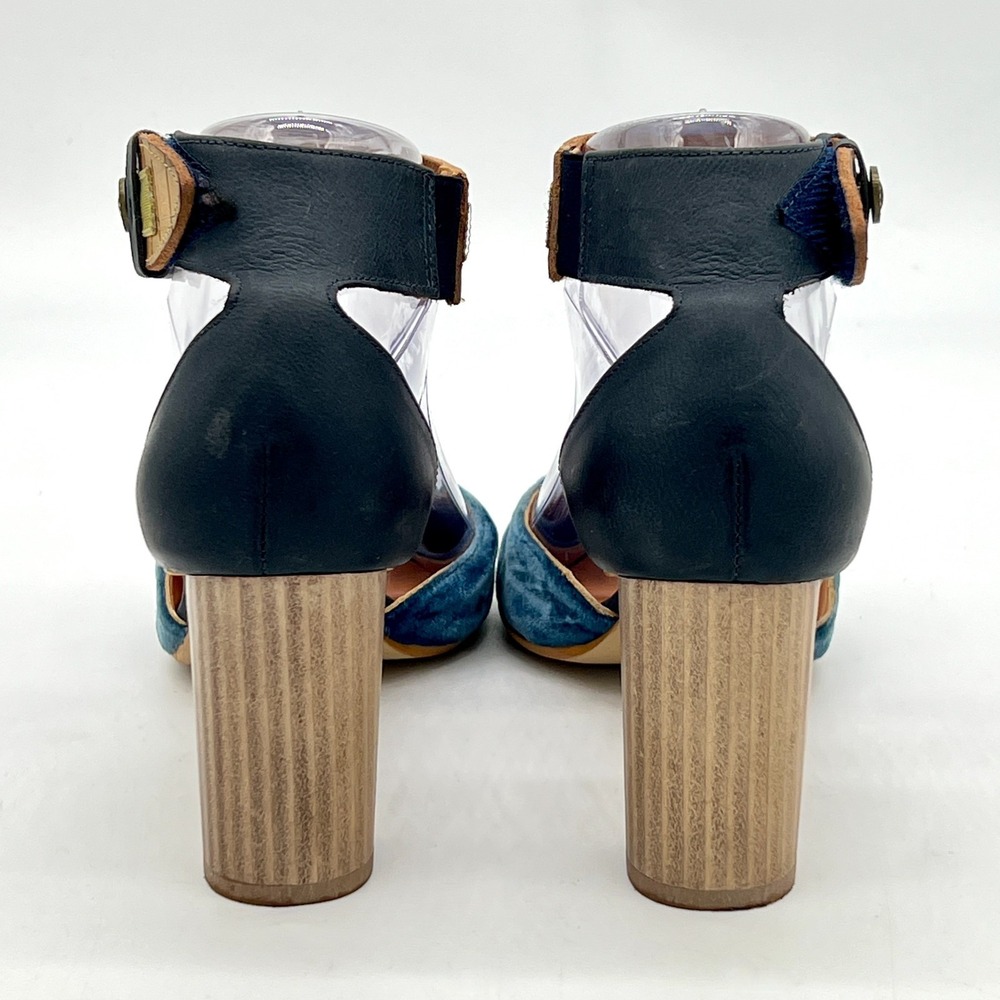 Sundance Aurora Size 6.5/7 37 Blue Velvet Ankle Strap Heels $228 MSRP - Picture 8 of 14